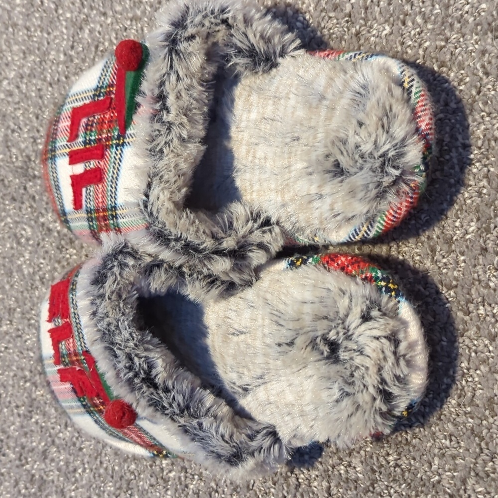 Plaid 'Lil Elf' Christmas Slide Slippers - Picture 2 of 4